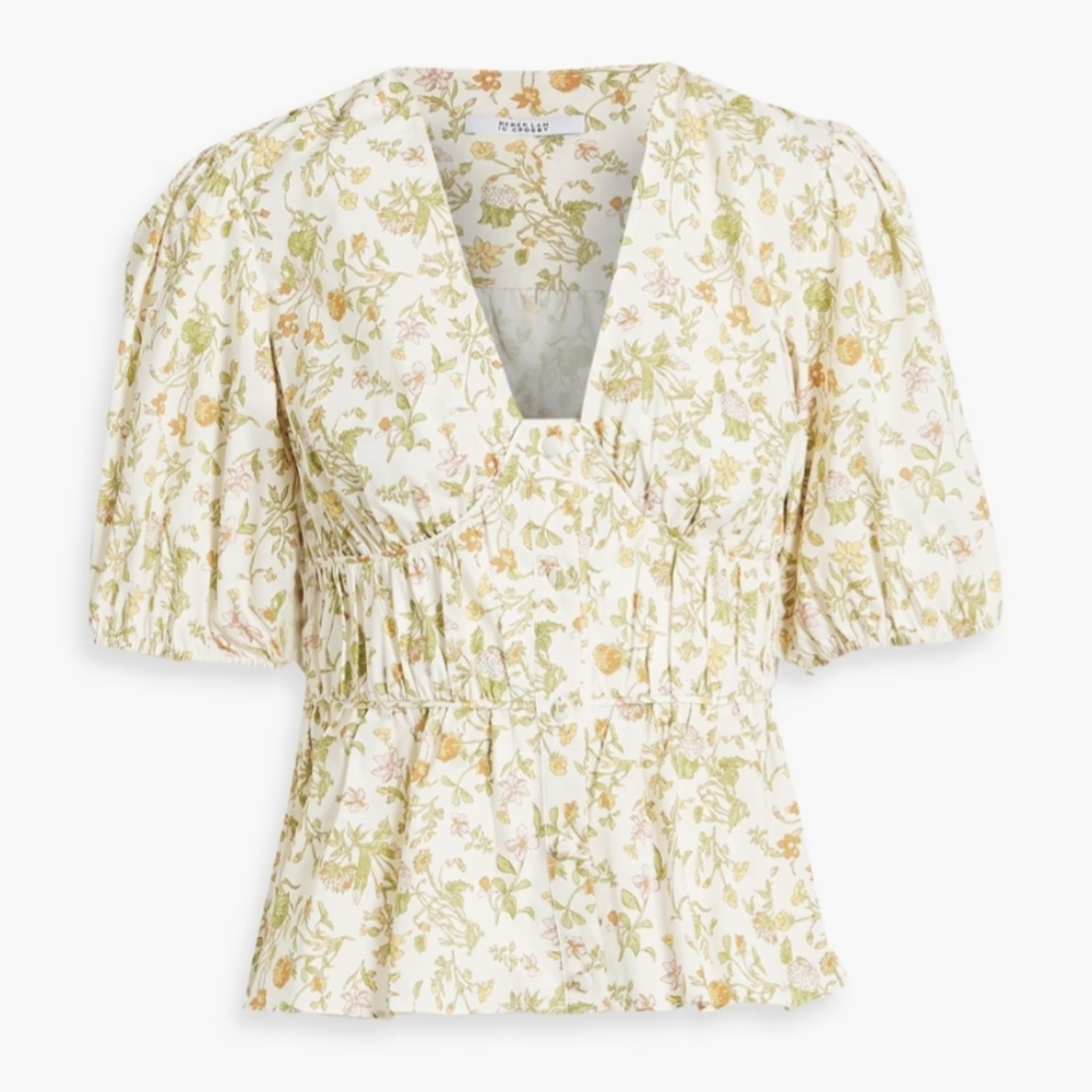 10 Crosby Derek Lam Cream Floral Blouse